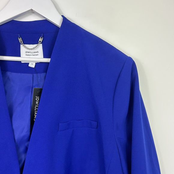 JD Williams Boxy Blazer Size 24 Cobalt Blue Single Hammered Metal Button - Picture 3 of 8